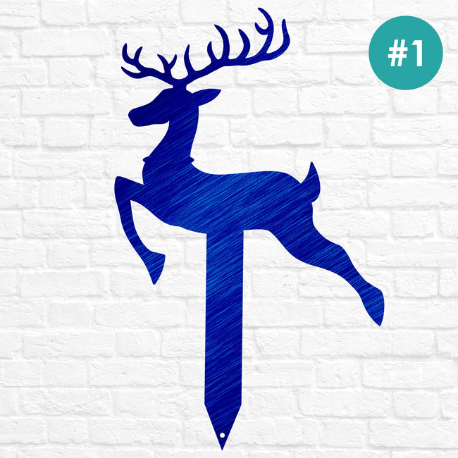 Reindeer with Santa Yard Stakes