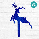 Reindeer with Santa Yard Stakes