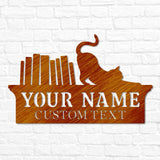Cat Library Name Sign