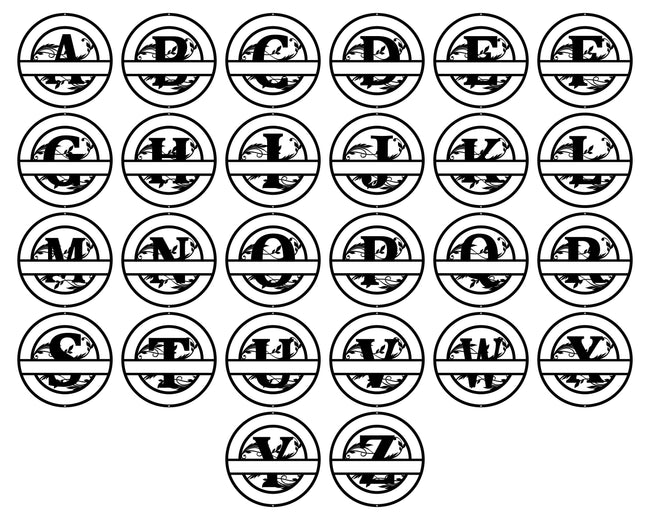 Double Circle Split Letter Monogram