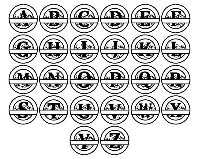 Double Circle Split Letter Monogram