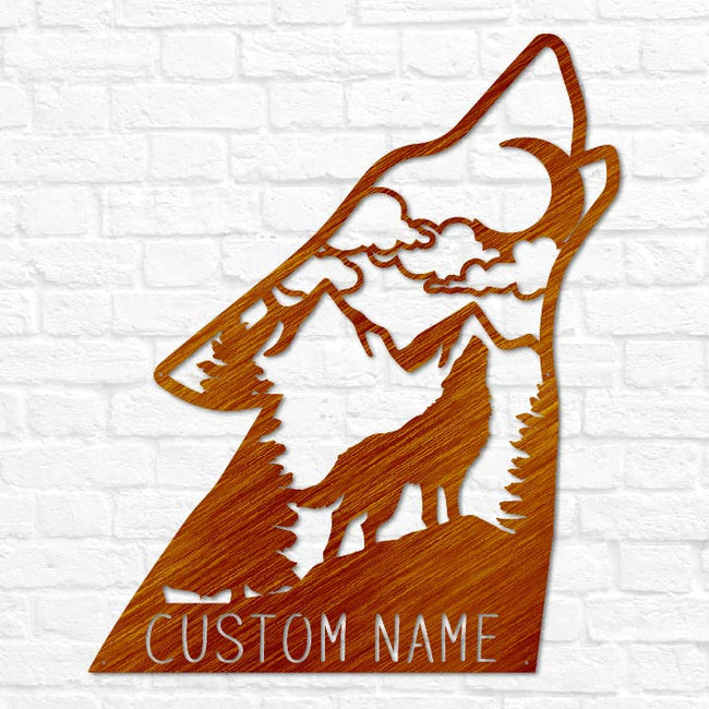 Wolf Head Name Sign