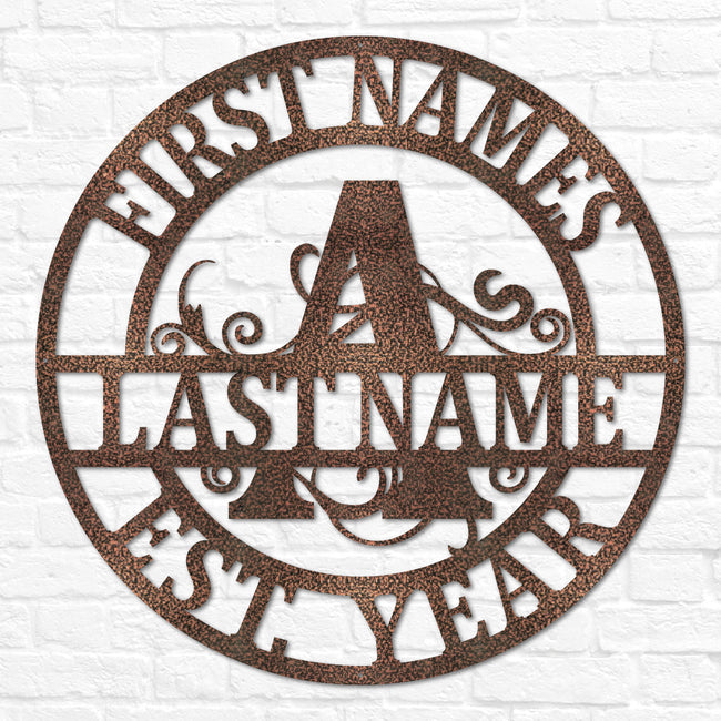 Double Circle Split Letter Monogram