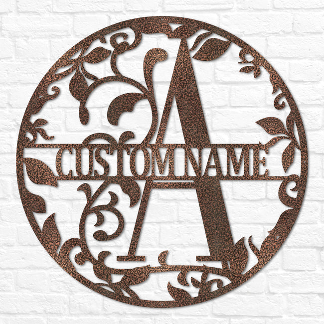 Circle Split Letter Foliage Monogram