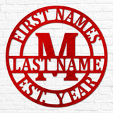 Double Circle Split Letter Monogram