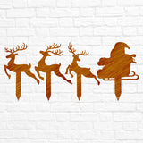 Reindeer with Santa Yard Stakes