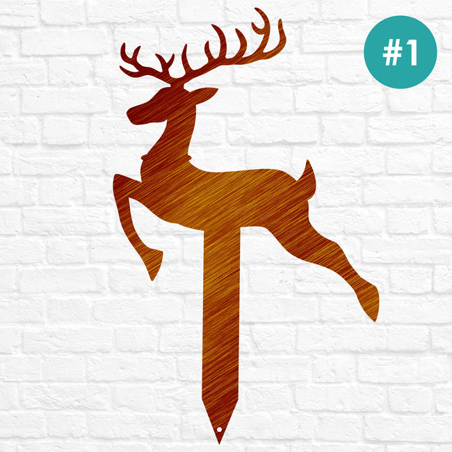 Reindeer with Santa Yard Stakes