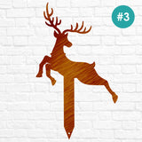 Reindeer with Santa Yard Stakes