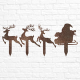 Reindeer with Santa Yard Stakes