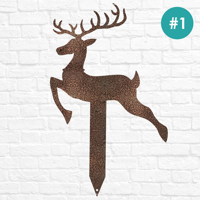 Reindeer with Santa Yard Stakes
