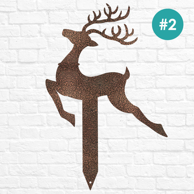 Reindeer with Santa Yard Stakes
