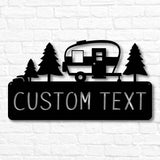Retro Camper Plaque with Trees