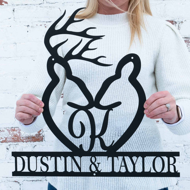 Deer Heart Letter Monogram with Names