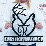 Deer Heart Letter Monogram with Names