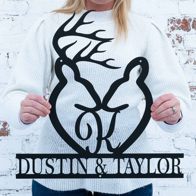 Deer Heart Letter Monogram with Names