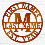 Double Circle Split Letter Monogram