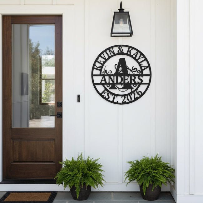 Double Circle Split Letter Swirly Monogram