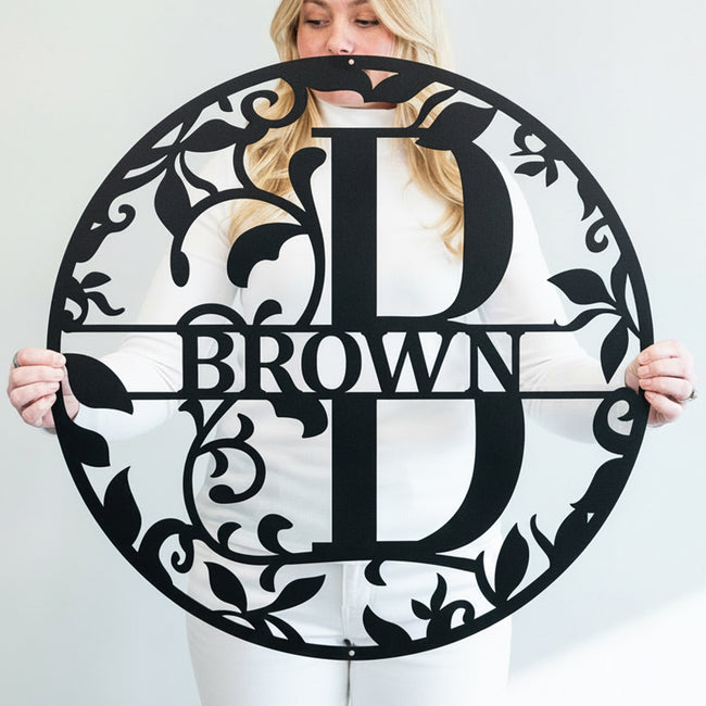 Circle Split Letter Foliage Monogram