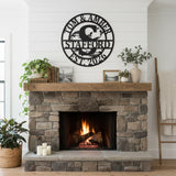 Double Circle Split Letter Flourish Monogram