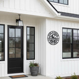 Double Circle Split Letter Flourish Monogram