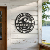 Double Circle Split Letter Flourish Monogram