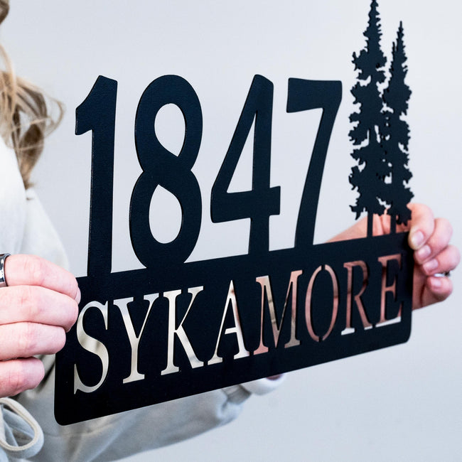 Pine Trees Address Sign