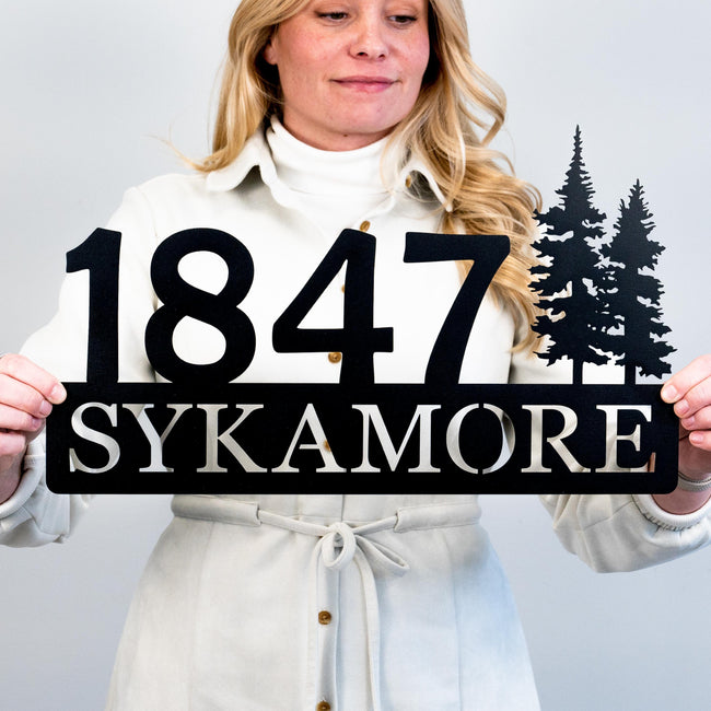 Pine Trees Address Sign