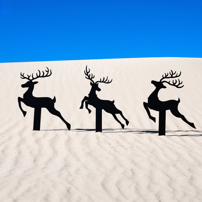 Reindeer with Santa Yard Stakes