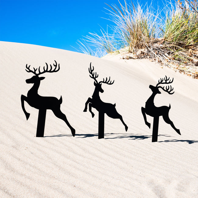 Reindeer with Santa Yard Stakes