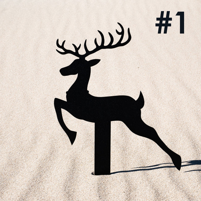 Reindeer with Santa Yard Stakes