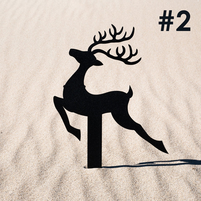 Reindeer with Santa Yard Stakes