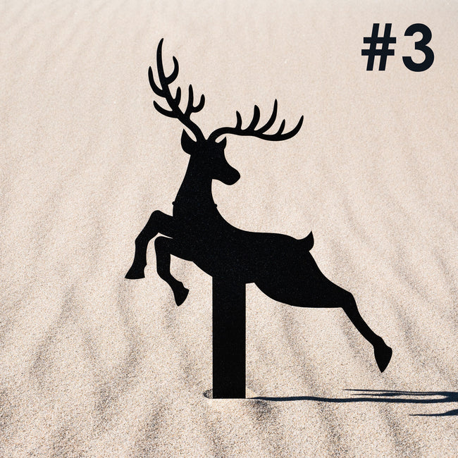 Reindeer with Santa Yard Stakes