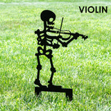 Halloween Musician Skeleton Yard Stakes
