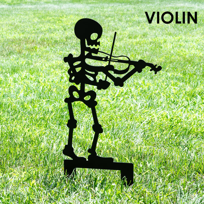 Halloween Musician Skeleton Yard Stakes
