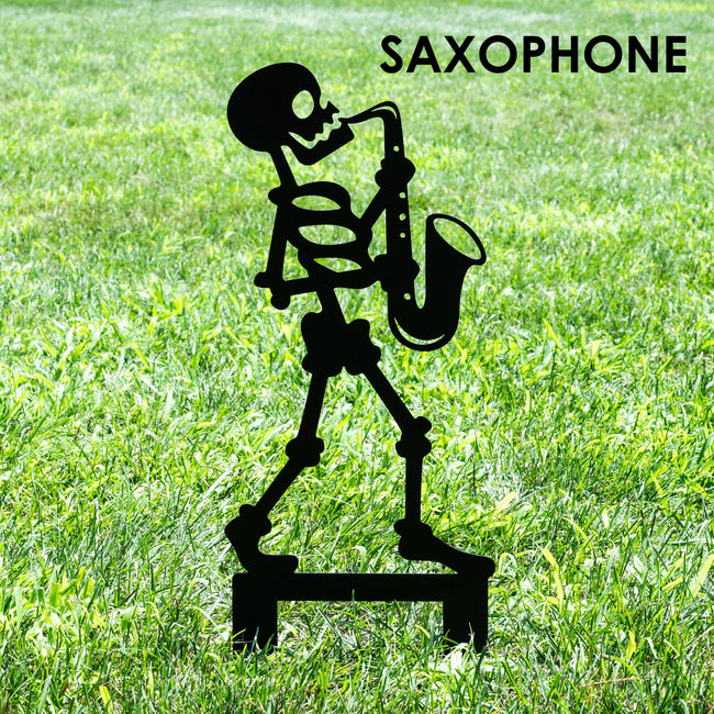 Halloween Musician Skeleton Yard Stakes