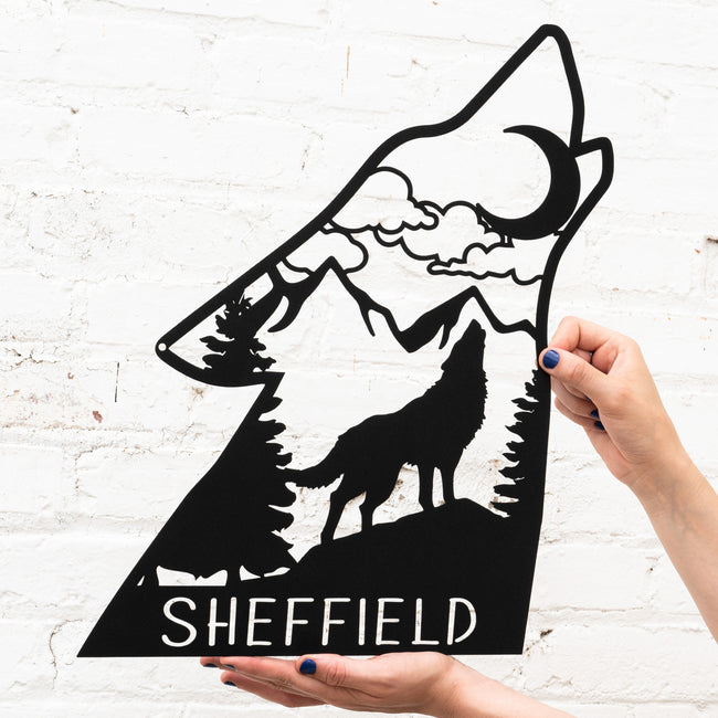 Wolf Head Name Sign