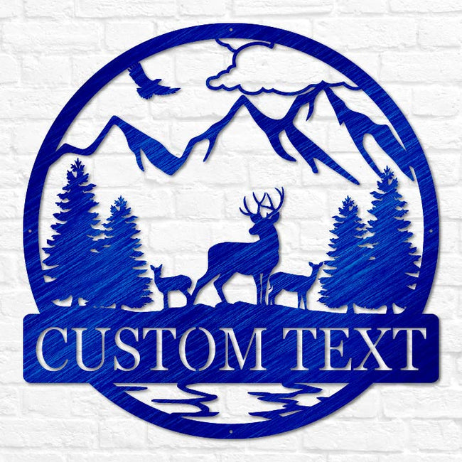 Deer Family Scene Outdoor Monogram