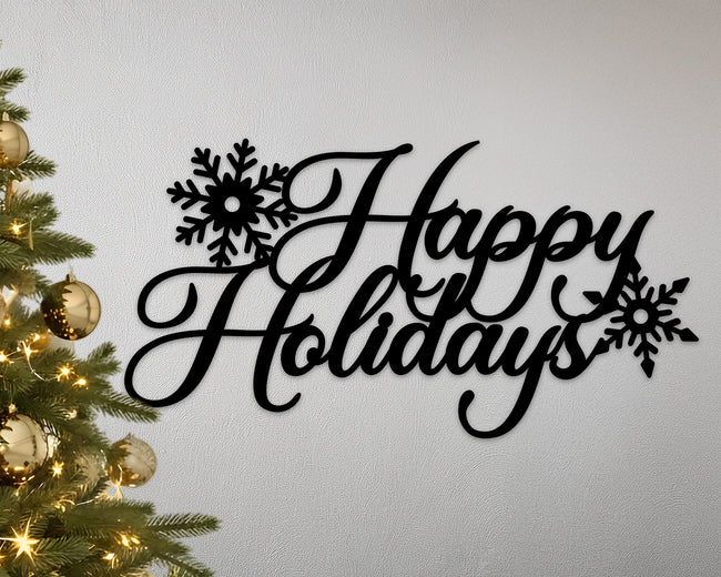 Merry Christmas / Happy Holidays Metal Sign