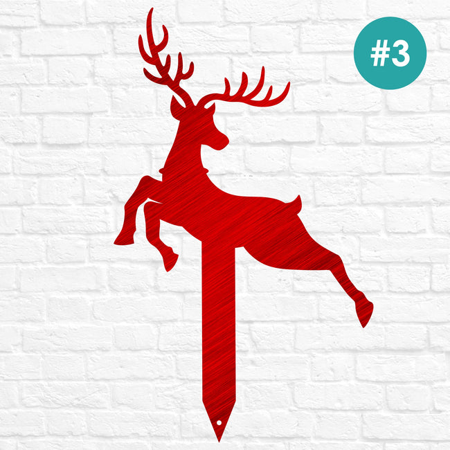 Reindeer with Santa Yard Stakes