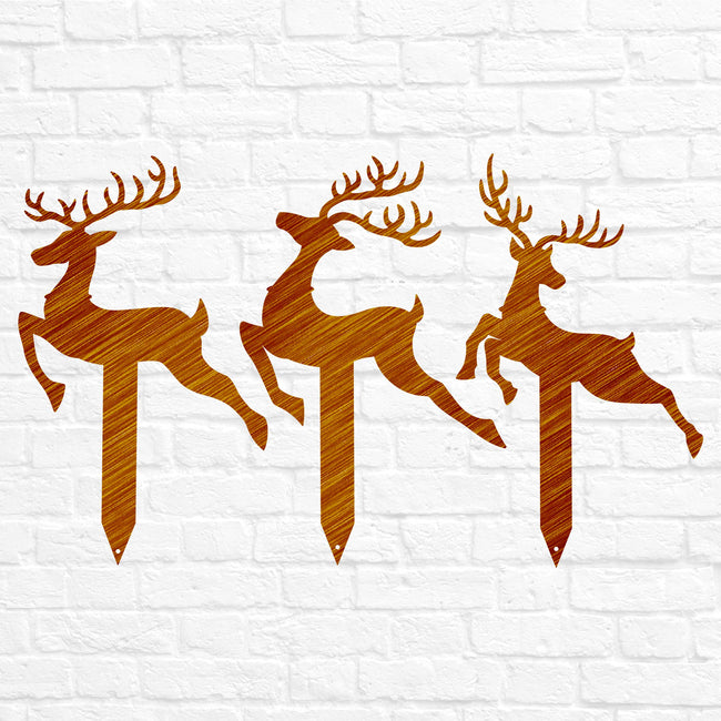 Reindeer with Santa Yard Stakes