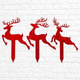 Reindeer with Santa Yard Stakes