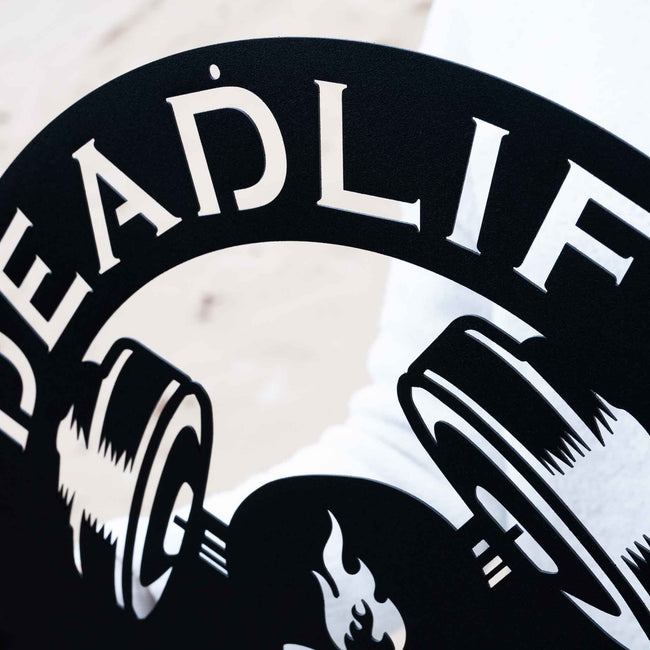 Skull Barbell Plate Gym Sign