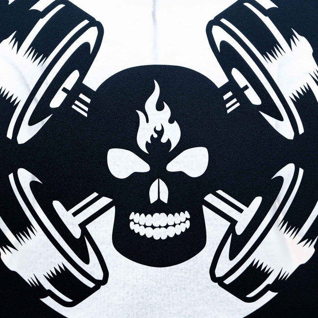 Skull Barbell Plate Gym Sign