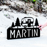 Retro Camper Plaque with Trees