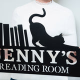 Cat Library Name Sign