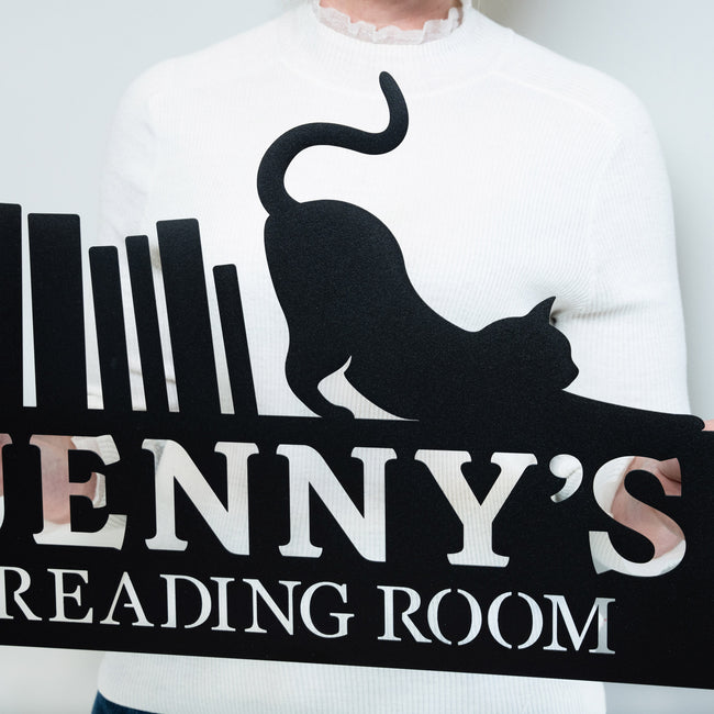 Cat Library Name Sign