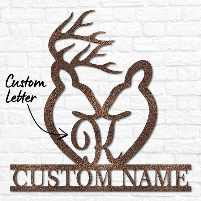 Deer Heart Letter Monogram with Names