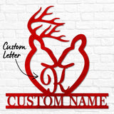 Deer Heart Letter Monogram with Names